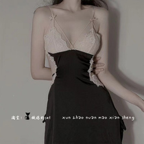 Large size hollow thin sexy lace sling sling pajamas female summer temptation hot nightgown emotional underwear exciting fun