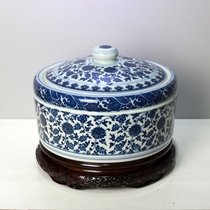 Blue-and-white chan zhi lian tea cake tank of the blue-and-white porcelain with the large tea Puer qi zi bing tea box chu cha guan