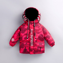 BAPE Autumn Winter Scout clothes down clothes Mens girl Han edition Thickened Mid-Girls Anti-chilling jacket for children