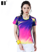 (breathable) single and double summer new double badminton clothes for women quick-drying short-sleeved top tennis clothes for women
