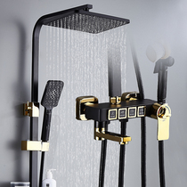 Japanese Fujisawa home black thermostatic shower suit full copper faucet toilet hanging wall type booster shower nozzle