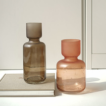 ladylike retro frosted glass vase ornaments living room transparent hydroponic flower arrangement artificial flower arrangement