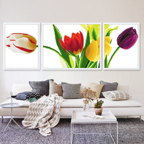 Cross-stitch Triple Painting 2021 New Line Embroidery Small Living Room Bedroom Tulip Flower Simple Modern Simple Embroidery