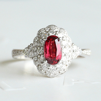 0-74 carat natural no burn ruby lady ring deep red fire color good 18K gold diamonds a piece of jewellery