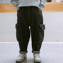 Childrens clothing 2021 Autumn New Tide fried street boy pants trousers spring autumn overalls jeans big boy