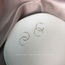 Sugar fonder personality simple ear ring American 14K gold is not easy to allergy can touch water chic cold wind personality