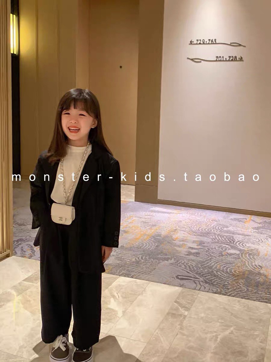 monster small monster homemade 21 new autumn star's personal suit Two-color reworked blouses straight Western pants