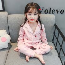Girls Spring and Autumn Pajamas Set Cotton Thin Childrens Baby Girl Autumn Cardigan Princess Cute Home Clothes