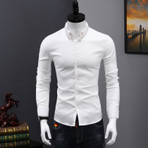  Autumn shirt mens long-sleeved slim-fit non-ironing business casual professional formal dress youth Korean version of the trend mens white shirt