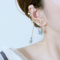 Original hand-made starfish sea wind elf earrings ear clip no ear clip female forest Super fairy painless