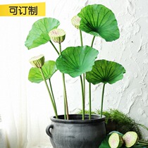 (Mountain tree flower) simulation Lotus head lotus leaf handmade green plant simulation flower decoration flower flower art ornaments flower arrangement