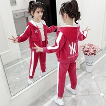  Girls  western style suit autumn and winter 2020 new childrens 8-year-old primary school students 9 girls gold velvet thickened two-piece suit