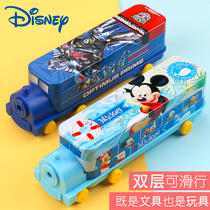 Disney Stationery Box Car Transformers Vajra Primary School Boys Pen Box Children Creative Large-Capacity Multifunctional Pencil Box Double-Layer Kindergarten Children Mickey Cartoon Transformers