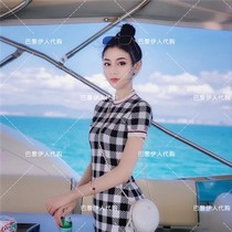 (Paris Iren) maje new small fragrant style celebrity style Plaid knitted slim dress