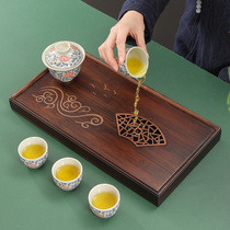 Pure bamboo tea tray bamboo and wood high-end delicate water storage style New Chinese home living room tea tea tray Hupeach wood color