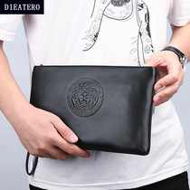 Mens Handbag Genuine Leather Luxury Brands Handbags Casual Hand Clip Bag Large Capacity Hand Grip Bag Soft Leather Letter Enveloping