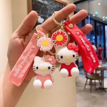 KT Cat Key Buckle Pendant Creative Cute Car Key Chain Cartoon Couple Bag Lovers Circle Rings Drop Glue Pendant