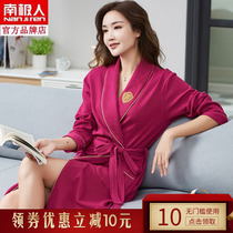South Pole Sleeping Gown Lady Spring Autumn Winter Long style pure cotton long sleeves Increase code day style sexy morning gown bathing suit red pyjamas