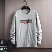 2021 new cotton loose men long sleeve T-shirt white cotton round neck mens autumn base shirt clothes