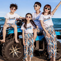 Parent-child dress a family of three mother women four mouth foreign Style 2020 New Tide summer dress family portrait summer Net Red Summer