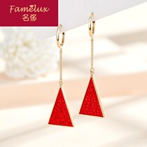 Name extravagant minimalist geometric tassel earrings female long red triangle earring earring ear buckle temperament ZW0303