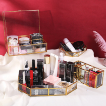 Jewelry box desktop jewelry storage box transparent glass trim eyebrow pencil jewelry storage box cosmetics storage