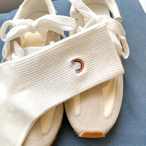 White Rainbow Socks Female Midbarrel Spring Thin cotton Ins Tide Cute Day Ensemble Summer Cartoon Sports Stockings