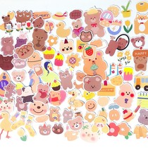 100 non-repeating hand account stickers orange flavor bear hand account material cute girl heart waterproof notebook