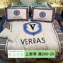 Light and luxurious Eins large version Flower Chains Pure cotton Four pieces New Xinjiang cotton beds Bedding Four Pieces Full Cotton Linen 4