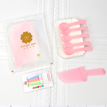 Birthday Cake Disk Knife and Fork Set Disk Disk Combined Disk Plate Thickness Customized Four in One