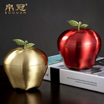 Ping An fruit creative ashtray decoration Apple copper ornaments Living room coffee table Jewelry box Practical Christmas gift