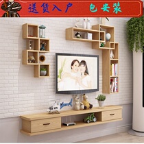 Nordic solid wood TV cabinet Background wall cabinet Multi-function shelf American living room wall cabinet Bedroom shelf