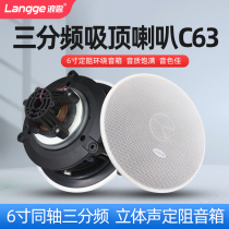 Wave Song C63 Three Frequency Division Suction Top Horn 6 Inch Ceiling Suspended Ceiling Sound Box Coaxial Bass Surround Sound 8 O Oding Resistance