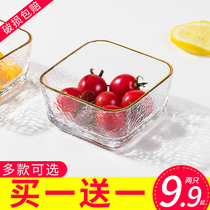 Japanese-style gold-edged glass dishes set Hammers wind dessert bowl fruit salad bowl nice-looking square bowl