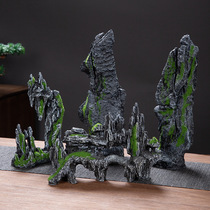 Simulation Rockery stone home decorations desktop ornaments gardening green plants small ecological bonsai fish tank landscaping ornaments