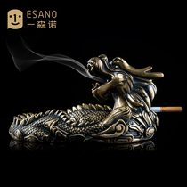 Copper ashtray Pure copper New Chinese creative personality Decorative Household Men Smoke Cylinder Big multifunction Desktop tea table