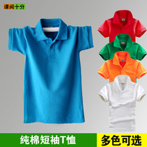 Boy polo shirt short sleeve middle child T-shirt pure white half sleeve 10-12-15 years old loose new fat boy school uniform