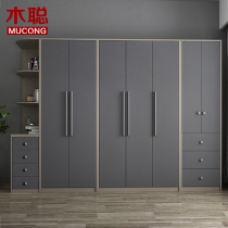 Bedroom whole wardrobe Nordic small apartment Simple modern three four five door cabinet combination assembly plate-type large wardrobe