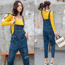 Denim Strap Pants Womens Loose High Waist Slim Harlan Suspension 2019 Autumn New Student Leisure Jumpsuit