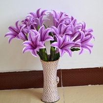 Simulation perfume lily bouquet Red 9 big flowers decoration fake flower living room purple vase flower arrangement