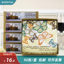 Color printed paper towel napkins wine glass flower arrangement paper Hotel party butterfly wedding birthday 50 sheets per box