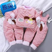 Five six six seven eight eight nine nine 10 ten-month-old baby boy quilted jacket Autumn and winter baby girl autumn i winter three-piece suit