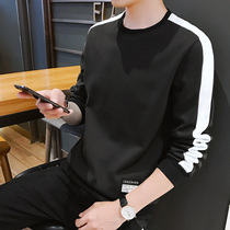 Long sleeve T-shirt male pure cotton 2022 spring autumn season new Korean version trendy tide card undershirt loose round collar jersey man