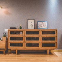 Nordic solid wood nine-drawer cabinet simple modern small apartment living room locker porch cabinet decorative cabinet flip door sideboard