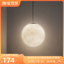 Moon chandelier Nordic ins net red bedroom bedside lighting creative ball tooling moon restaurant bar lamp