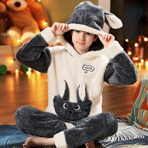  Winter boys  pajamas plus fat plus size fat childrens loose childrens baby boys spring and autumn coral velvet suit home clothes