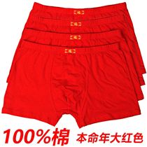Pure cotton mens underwear Fu character Benming year cotton big red boxer youth pants plus size bottom pants