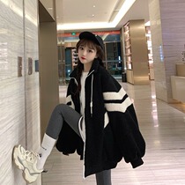 celine pianna upright collar lamb fur coat female winter warm thickened loose foreign air cardiovert blouse