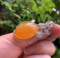 Yang Yujia Natural Yellow Dragon Jade Old Burmese Ice Emperor Yellow 925 Silver Inlaid Pendant Certificate New