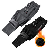 New badminton clothes pure cotton mens casual long pants bunches and velvety thicken and warm water mink sports pants